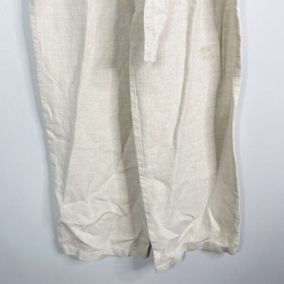 Reformation 2 Oatmeal Cream Naomi Linen Wide Leg Sleeveless Tie Waist Jumpsuit - Picture 8 of 13